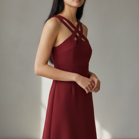 J Peterman Stunning Elegant Front Criss‎ Cross Halter V Back Dress - Size 6 - Picture 1 of 5